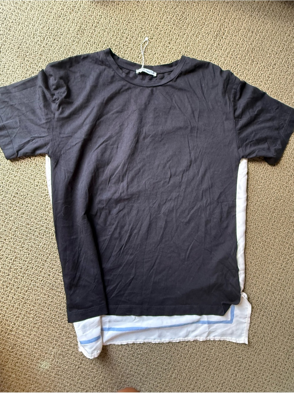 Zara Black Short-Sleeve Crewneck T-Shirt